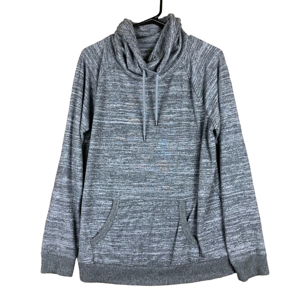 St Johns Bay Active Womens Sweater Heathered Gray Cowl Neck Rayon Stretch L